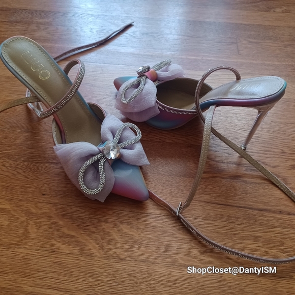 EGO Pastel Purple and Silver Heels With Decorative Bow - Picture 11 of 12
